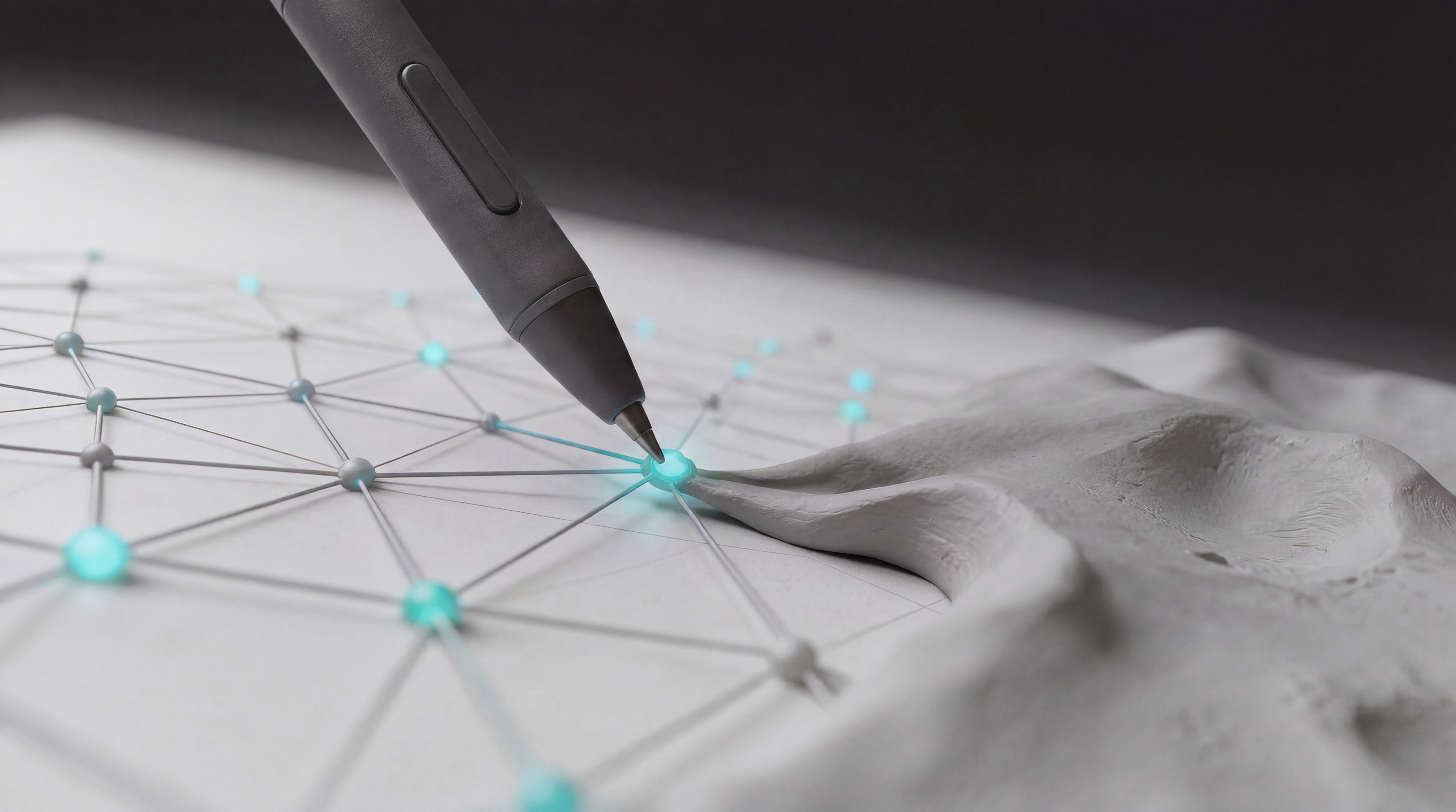 Clayform pen shaping a digital clay terrain